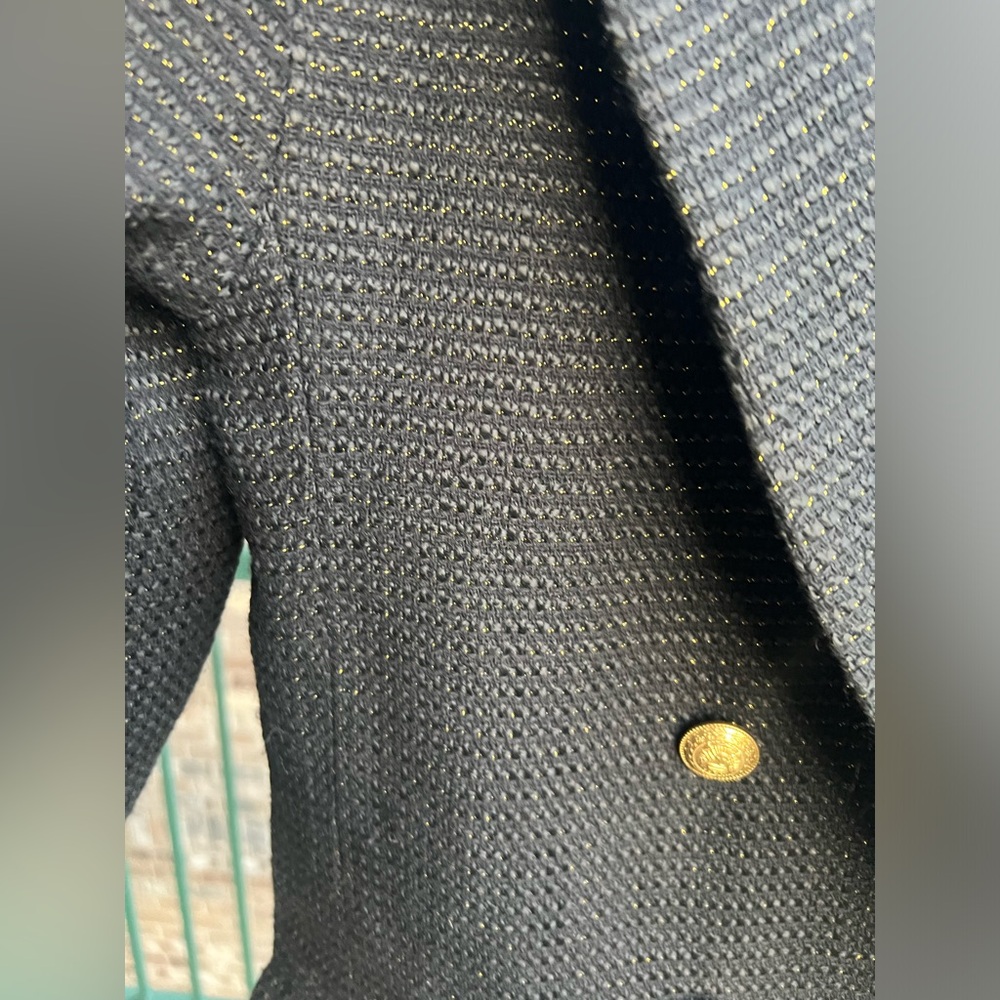 🆕 Bishop + Young Cavalli Black Blazer Jacket Gold Button Classic Career Size S - Picture 9 of 17